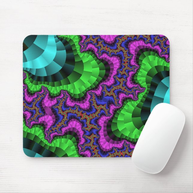 Green and Purple Gear Mouse Mat (With Mouse)