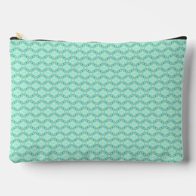 Green and Purple Geometric Flower Petals Accessory Pouch (Front)
