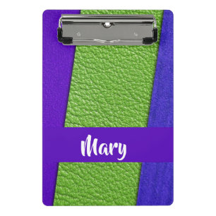 Green and purple leather textiled mini clipboard