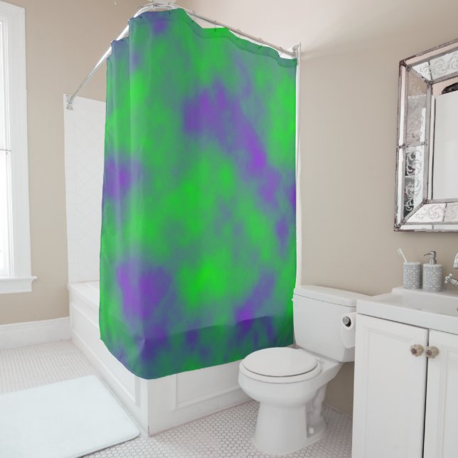 Green and Purple Mists Shower Curtain (In Situ)