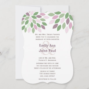 Green and Purple Modern Chyrsanthemum Wedding Invitation