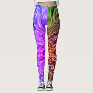 Green and Purple Neon Liquid Abstract Art Leggings