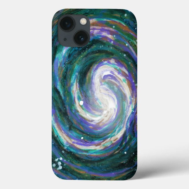 Green and Purple Painted Spiral Galaxy in Space  Case-Mate iPhone Case (Back)