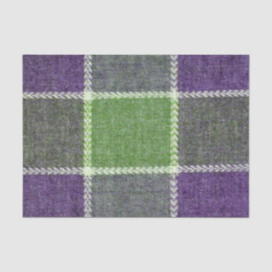 Green and Purple Plaid Wool Fabric Texture Tissue Paper