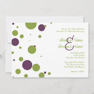 Green and Purple Polka Dot Wedding Invitation