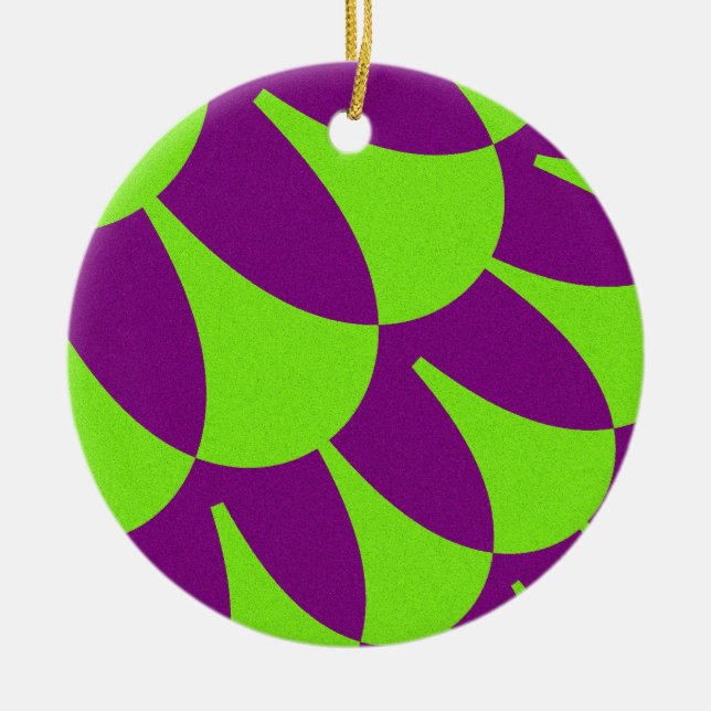 Green and Purple Scales Ceramic Tree Decoration (Front)