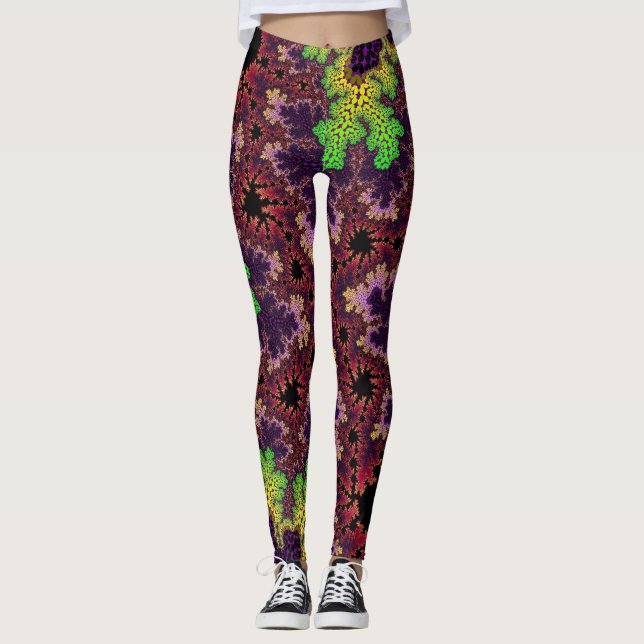 Green and Purple Speckle Leggings (Front)