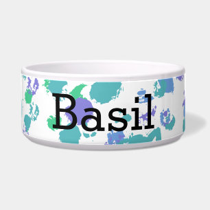 GREEN AND PURPLE SPLASHES Ceramic Pet Bowl