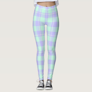 Green and Purple Springtime Plaid leggings