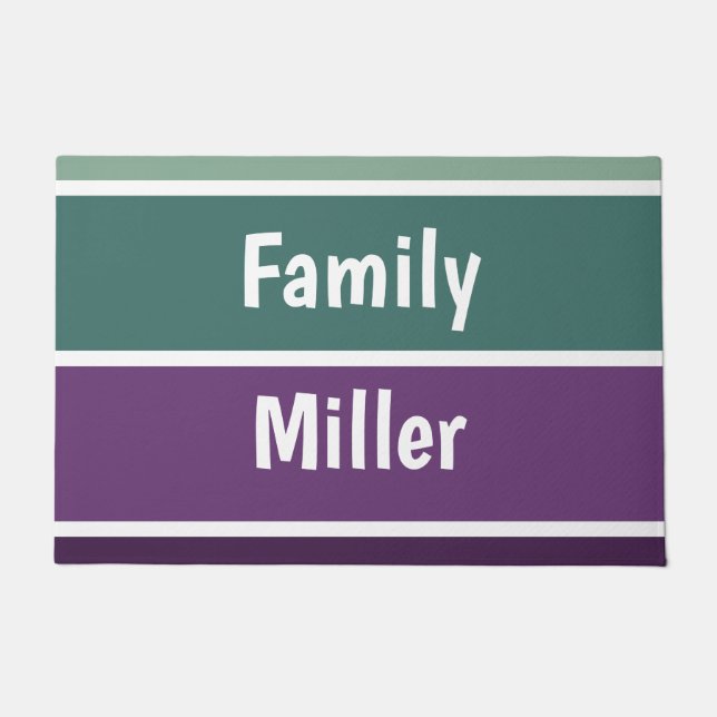 Green And Purple Stripes Doormat (Front)