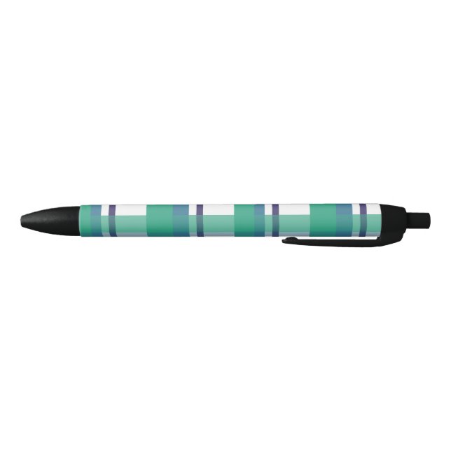Green And Purple Tartan Pattern Black Ink Pen (Bottom)