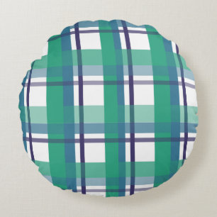 Green And Purple Tartan Pattern Throw Pillow