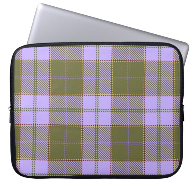 Green and Purple Tartan Plaid Scottish Seamless Pa Laptop Sleeve (Front)
