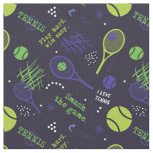 💚Green and💜 purple Tennis pattern, custom si Fabric
