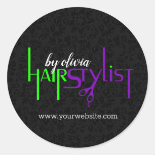 Green And Purple Text Design Classic Round Sticker