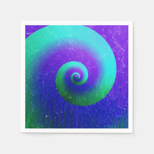 Green and Purple Tie Dye Swirl Napkin
