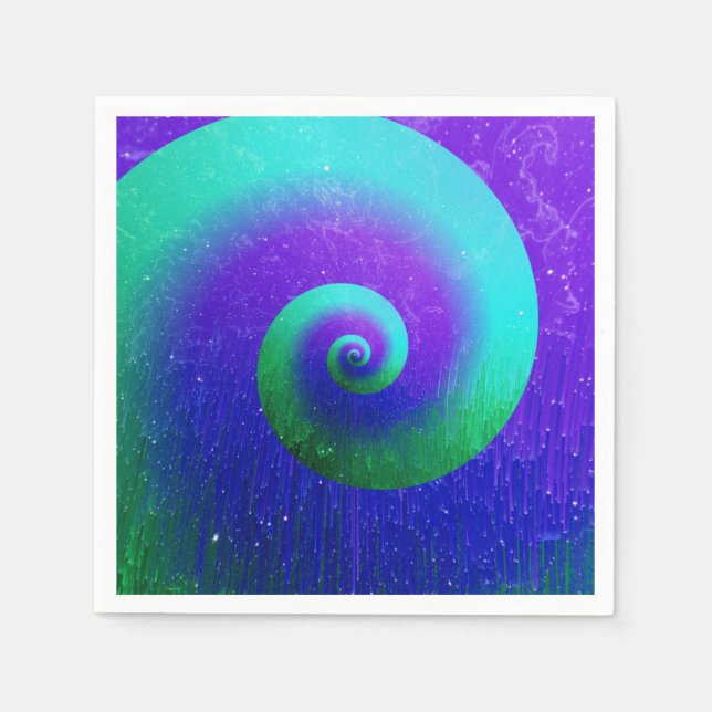 Green and Purple Tie Dye Swirl Napkin (Front)