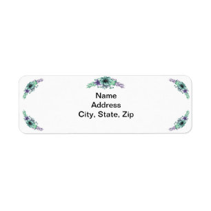 Green And Purple Watercolor Floral Address