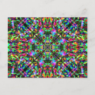 Green and Rainbow Mandala Pattern Postcard