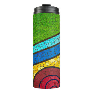 Green and red abstract painting thermal tumbler