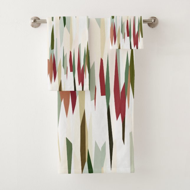 green and red Abstract Stripes Bath Towel Set (Insitu)