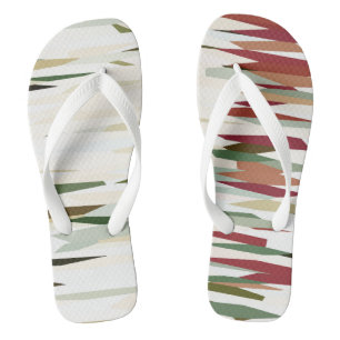 green and red Abstract Stripes Flip Flops