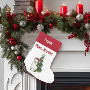 Green and Red Alpaca Fleece Navidad Small Christmas Stocking