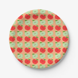 Green and Red Apples Pattern Paper Plate