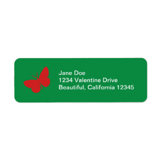 Green and Red Butterfly Address Labels