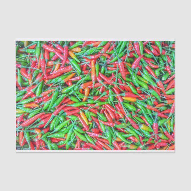 Green and Red Chilli Peppers Tissue Paper (Front)
