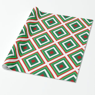 Green and Red Christmas Art Deco Wrapping Paper