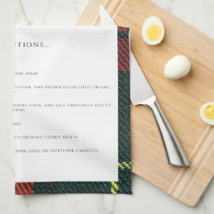 Green and Red Christmas Family Recipe Keepsake Tea Towel