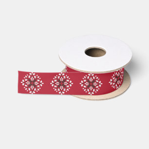Green and Red Christmas Festive Pattern Satin Ribbon