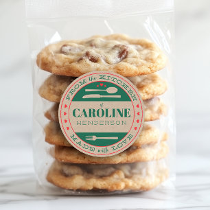 Green and Red Christmas Made With Love Food Gift Classic Round Sticker