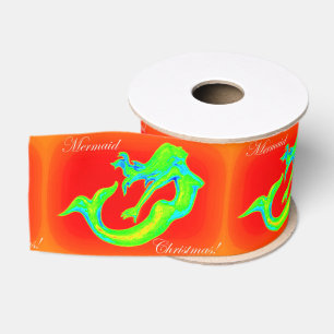 green and red christmas mermaid grosgrain ribbob ribbon