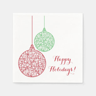 Green and Red Christmas Ornaments Paper Napkin Set
