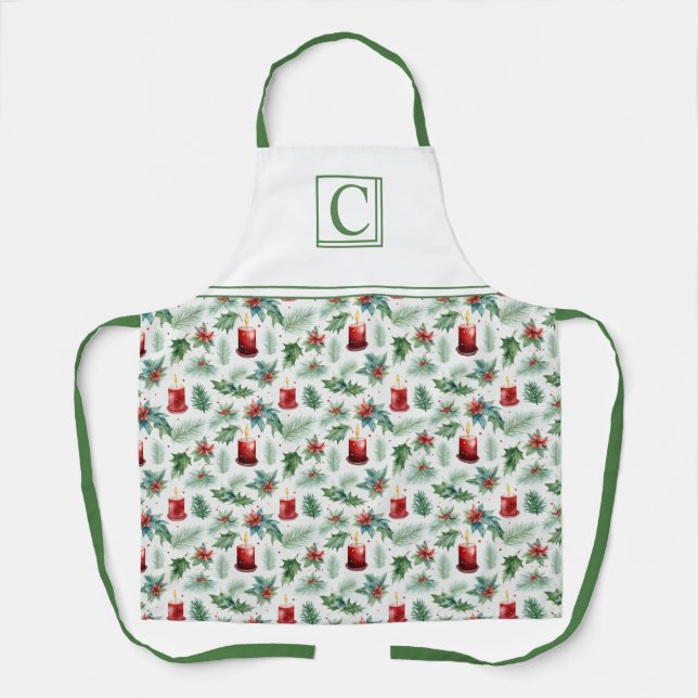 Green and Red Christmas Patterns -  Apron (Front)