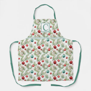 Green and Red Christmas Patterns -  Apron