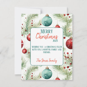 Green and Red Christmas Patterns - Holiday Card