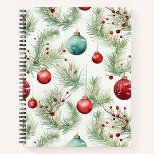 Green and Red Christmas Patterns -  Notebook