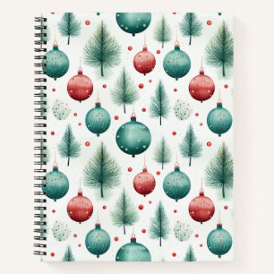 Green and Red Christmas Patterns - Notebook