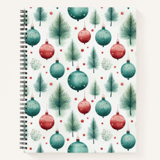 Green and Red Christmas Patterns - Notebook