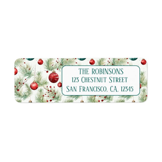 Green and Red Christmas Patterns - return address (Front)