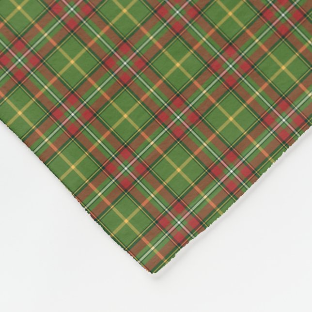 Green and Red Christmas Plaid Pattern Fleece Blanket (Corner)