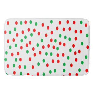 Green and Red Christmas Polka Dots  Bath Mat