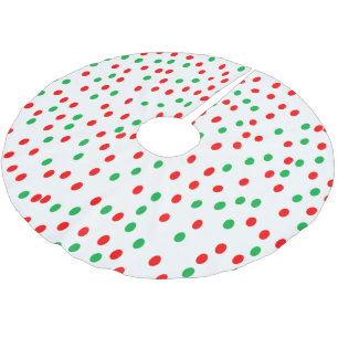 Green and Red Christmas Polka Dots Brushed Polyester Tree Skirt