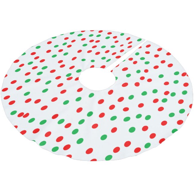 Green and Red Christmas Polka Dots  Brushed Polyester Tree Skirt (Angled)