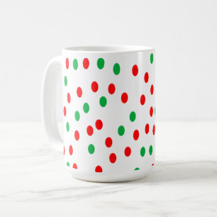 Green and Red Christmas Polka Dots  Coffee Mug