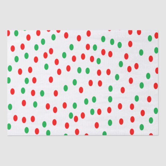 Green and Red Christmas Polka Dots  Tissue Paper (Front)