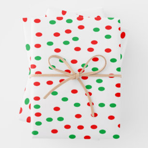 Green and Red Christmas Polka Dots Wrapping Paper Sheet
